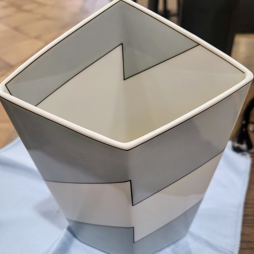 Rosenthal Ceramic Art Vase Gray and White Geometric Design